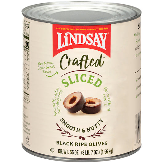 Lindsay Crafted Sliced Black Ripe Olives Canned-55 oz.-6/Case | Bell-Carter/ Lindsay Olive Co – Round Eye Supply