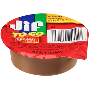 Jif To Go Creamy Peanut Butter, 1.5 oz Portion Control Cups, 36