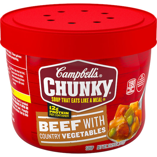 Campbell's Chunky Beef With Vegetable Microwaveable Soup-15.25 oz.-8/Case