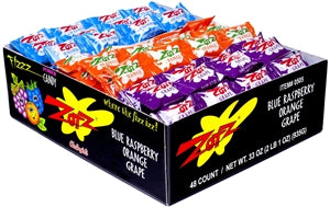 Zotz Blue Raspberry Orange Grape-0.7 oz.-48/Box-12/Case
