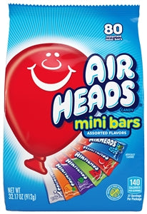 Airheads Mini Assorted Flavor Grape-Orange-Cherry-White Mystery-Blue  Raspberry-And Watermelon-32.17 oz.-4/Case