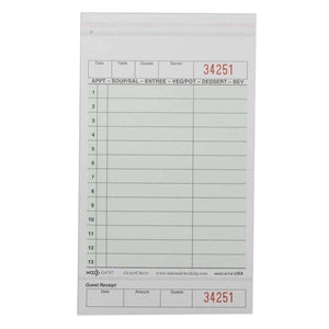 National Checking 4.25 Inch X 7.25 Inch 2 Part Green Tint Carbonless 13 Line Guest Check-2000 Each-1/Case