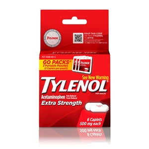 Tylenol Go Pack Clear Plastic-6 Count-6/Box-12/Case
