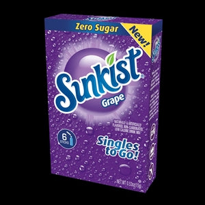 Sunkist Grape Drink Mix Singles To Go-6 Count-12/Case