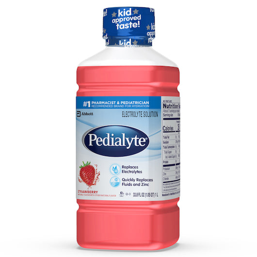 Pedialyte Strawberry 1 Liter Flavored Electrolyte Solution-1 Liter-8/Case