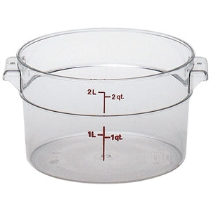 Cambro 2 Quart Round Clear Measuring Storage Container-12 Each-1/Case