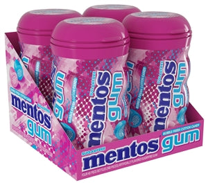 Mentos Gum Bubble Fresh Cotton Candy Curvy Bottle-45 Piece-4/Box-6/Case