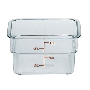 Cambro 2 Quart Clear Measuring Plastic Square Container-6 Each