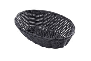 Tablecraft 9 Inch X 6 Inch X 2.25 Inch Oval Black Plastic Basket-12 Each-1/Case