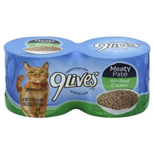 9 Lives Meaty Pate With Chicken Cat Food Singles-22 oz.-6/Case