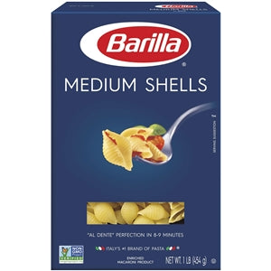 Barilla Medium Shells Pasta-16 oz.-12/Case