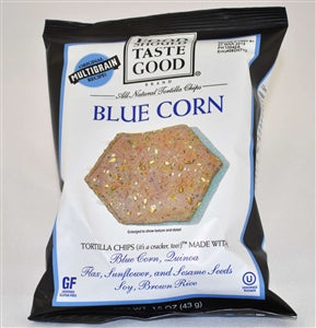 Food Should Taste Good Blue Corn Hexagon Tortilla Chips-1.5 oz.-24/Case