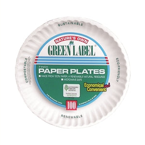 Ajm Green Label 7 Inch Paper Plate-10 Count-10/Case
