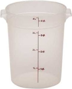 Cambro 4 Quart Round Translucent Measuring Storage Container-12 Each-1/Case