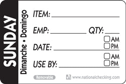 National Checking 2X3 Trilingual Item-Date-Use By Sunday Black-500 Each