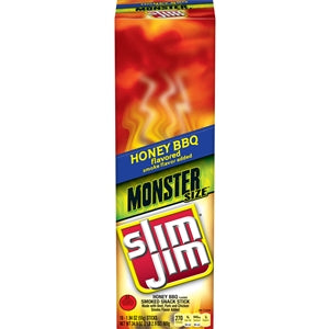 Slim Jim Monster Honey Barbecue Flavored Smoked Meat Snack Sticks-1.94 oz.-18/Box-6/Case