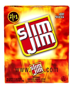 Slim Jim Original Snack Sticks-0.44 oz.-100/Box-4/Case