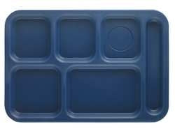 Cambro 10 inch x 14.5 inch School Compartment Navy Blue Tray, 24 Each, 1 per Case, Price/Case