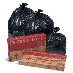 Pitt Plastics True-Mil 40 Inch X 46 Inch 1.8 Mil 40-45 Gallons Xx Heavy Black Star Perforated Roll Can Liner-10 Count-10/Case