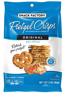 Pretzel Crisps Original Deli Style Thin Crunchy Pretzel Crackers Bag-3 oz.-8/Case