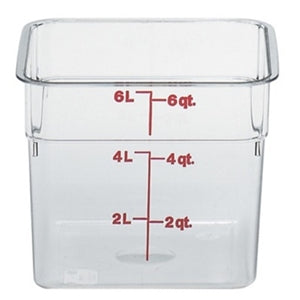 Cambro 6 Quart Clear Measuring Plastic Square Container-6 Each
