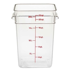Cambro 22 Quart Clear Measuring Plastic Square Container-6 Each