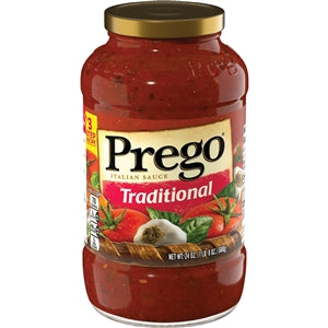 Prego Sauce Traditional Spaghetti Glass Jar 24 oz. 12 Case