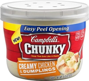 Campbell's Soup Chunky Chicken & Dumplings Microwaveable Soup-15.25 oz.-8/Case