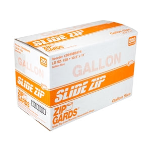Zipgards Side Zip 1.75 Mil Low Density Clear Flat Pack Gallon Slide Zip Food Storage Bag-250 Each-250/Box-1/Case