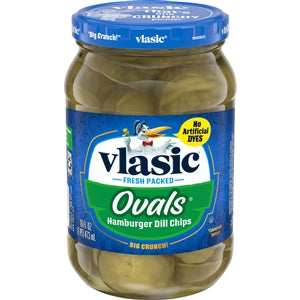 Vlasic Dill Hamburger Pickle Chip Jar-16 fl oz.-12/Case