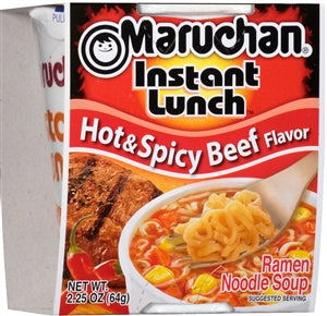 Maruchan Instant Hot & Spicy Beef Flavored Ramen Noodle Soup-2.25 oz.-12/Case