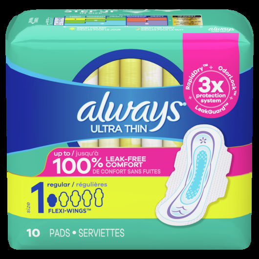 Always Ultra Thin Regular With Wings Pads-10 Count-12/Case