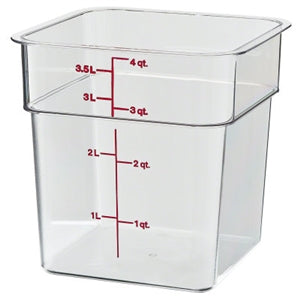 Cambro 4 Quart Clear Measuring Plastic Square Container-6 Each