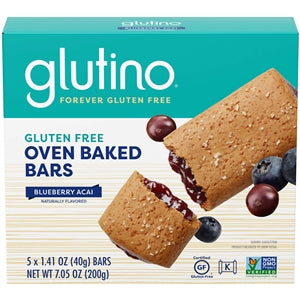 Glutino Gluten Free Blueberry Acai Oven Baked Bar-7.05 oz.-12/Case