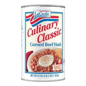 Legout Corned Beef Hash Heat & Serve Canned Entree-51 oz.-12/Case