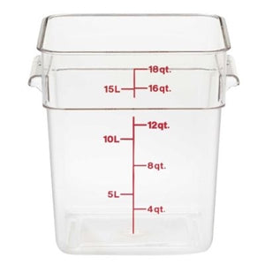 Cambro 18 Quart Clear Measuring Plastic Square Container-6 Each