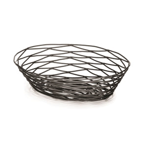 Tablecraft 9 Inch X 6 Inch X 2.25 Inch Black Metal Oval Basket-6 Each