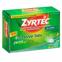 Zyrtec Allergy Dissolve Citrus Tablets-12 Count-6/Box-4/Case