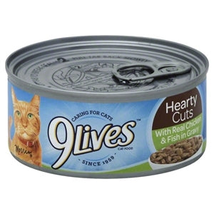 9 Lives Hearty Cuts Chicken And Fish Cat Food Singles-5.5 oz.-24/Case