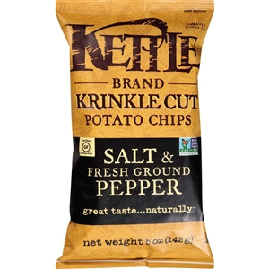 Kettle Foods Potato Chip Krinkle Salt & Fresh Ground Pepper-5 oz.-8/Case