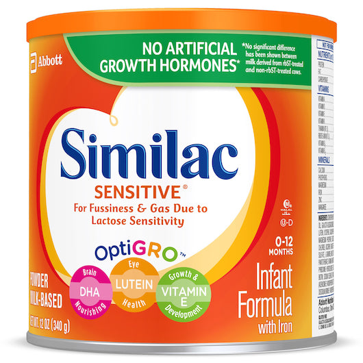 Similac Sensitive Non-Gmo Milk-Based Powder Infant Formula Can With Iron-12.5 oz.-6/Case