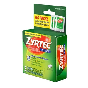 Zyrtec Allergy Tablets-3 Count-6/Box-12/Case