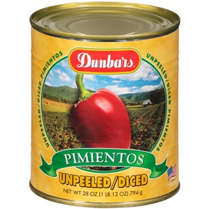 Dunbar Diced Unpeeled Pimientos-28 oz.-12/Case