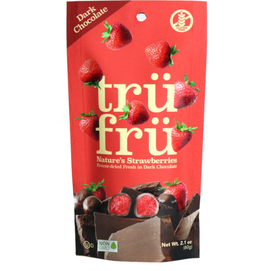 Tru Fru Hyper-Dried Grab & Go Real Strawberries In Dark Chocolate-2.1  oz.-12/Case