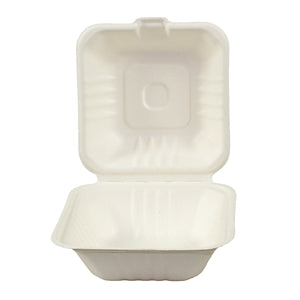 Galligreen Container Hinged Lid 6 Inch Sugarcane-200 Piece-1/Case