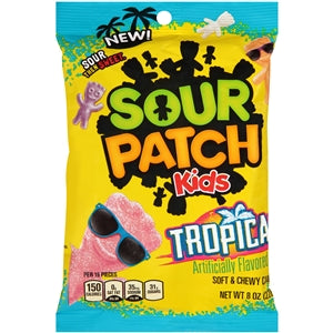 Sour Patch Kids Fat Free Tropical Soft Candy Peg Bag-8 oz.-12/Case