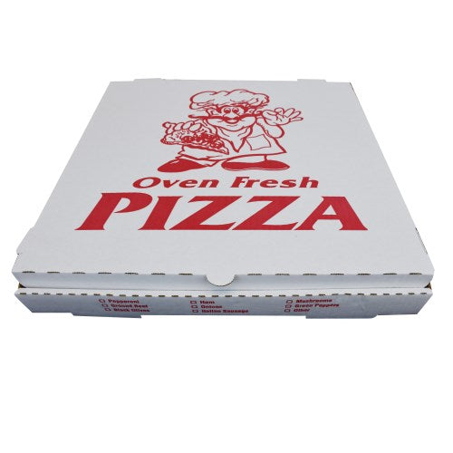 143176 Oven Fresh Pizza Box Corr 16X16X1.75 Wht/Red 50/Case