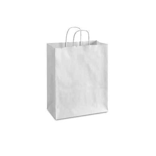 Duro 88206 Bistro White Paper Shopping Bags, 10 x 6.75 x 12 (250/Case) -  Win Depot