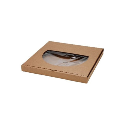 Take & Bake Paper Pizza Box With Window, Kraft, 16" X 16" X 1.5"0 50