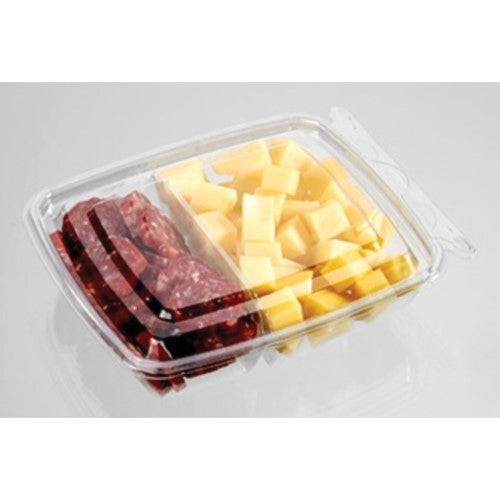 Clear 2 Compartment Polyethylene Snack Pack Container - 5.5" X 6.88" X 1.5" (T19424) 260/Case